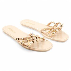 Olivia Miller Womens Rio Open Toe Studded Jelly Sandals